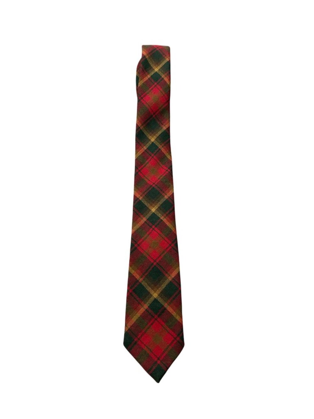 Forsyth Vintage Red Green Plaid Maple Leaf Tartan Necktie Heritage Style Retro